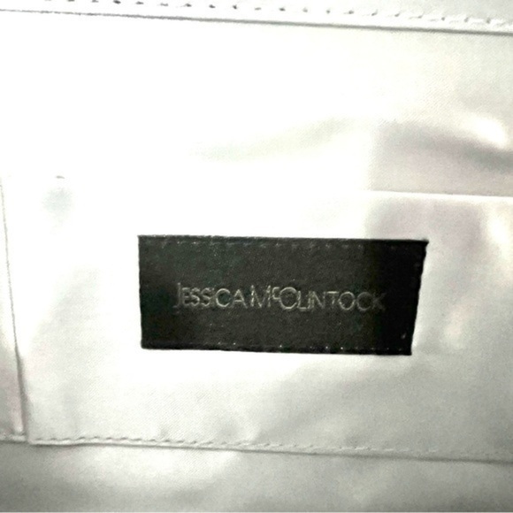 Jessica McClintock silver clutch with chunky chain and metal riveting. NWT - Picture 6 of 12
